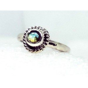 Rainbow labradorite crystal ring handmade sterling silver 925 size 6